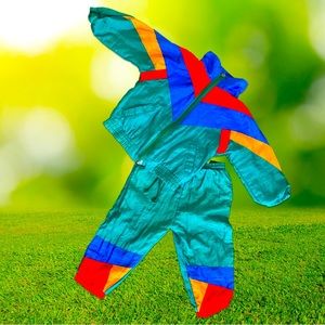 Vintage Color block windbreaker set!